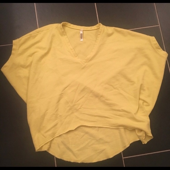 fluxus Tops - Fluxus High Low Cropped Neon Yellow Sweatshirt